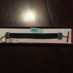 Michael Dawkins 925 Sterling Silver Starry Night Braided Leather Toggle Bracelet